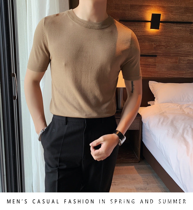 01 knitted slim lapel t-shirt