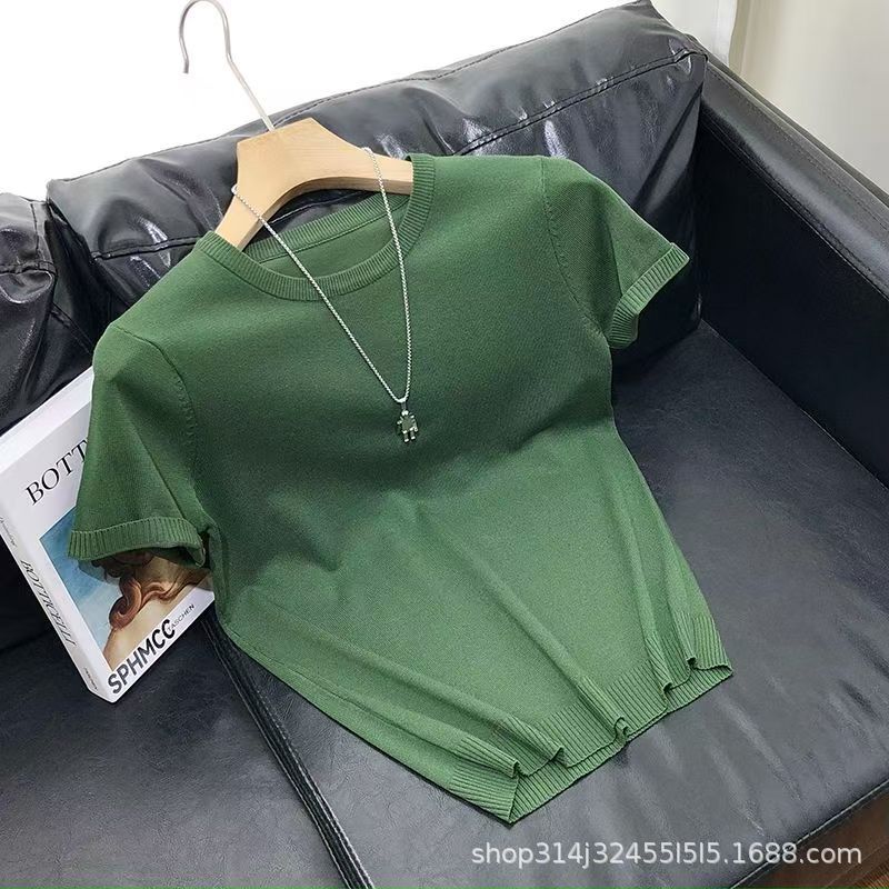 01 Short Sleeve Knitted round Tshirt