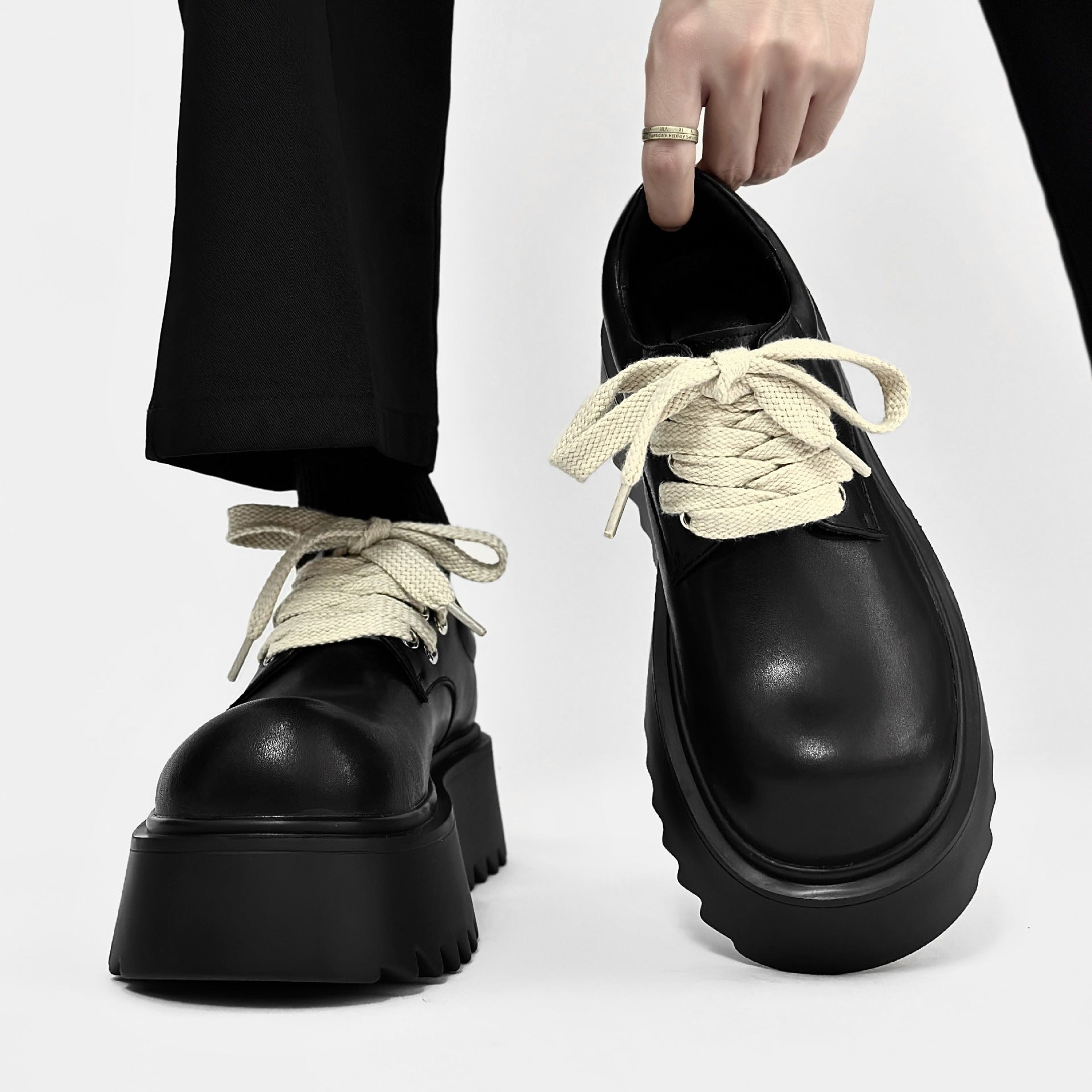 03 High platform men's leather shoes