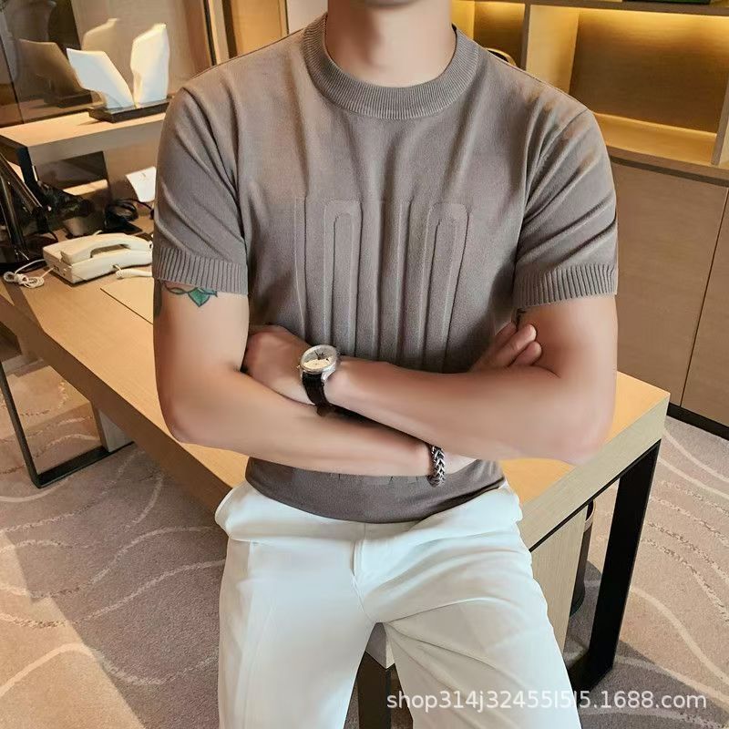 01 knitted T-shirt casual short-sleeved T-shirt