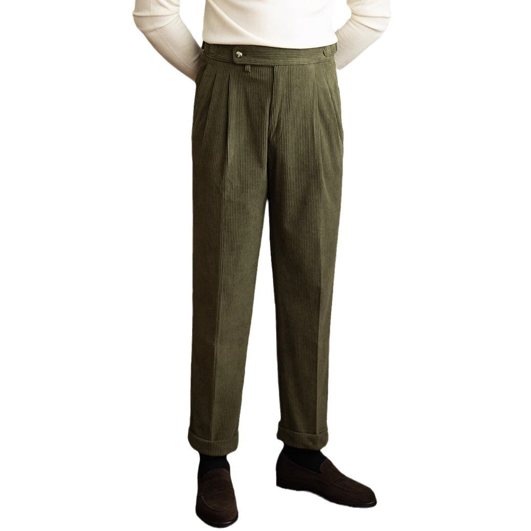 00 Italian vega pants for men in corduroy.  Old money fashion style for men