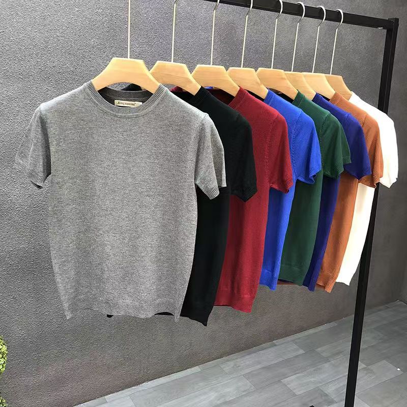 01 knitted slim lapel t-shirt