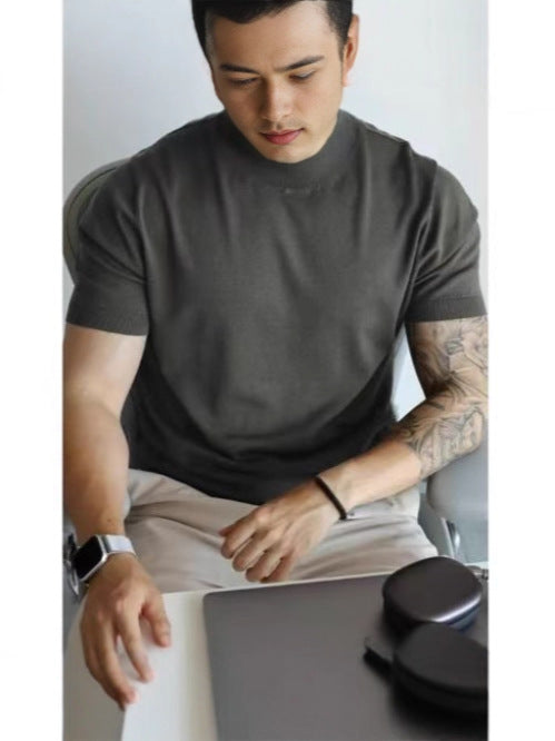 01 knitted slim lapel t-shirt