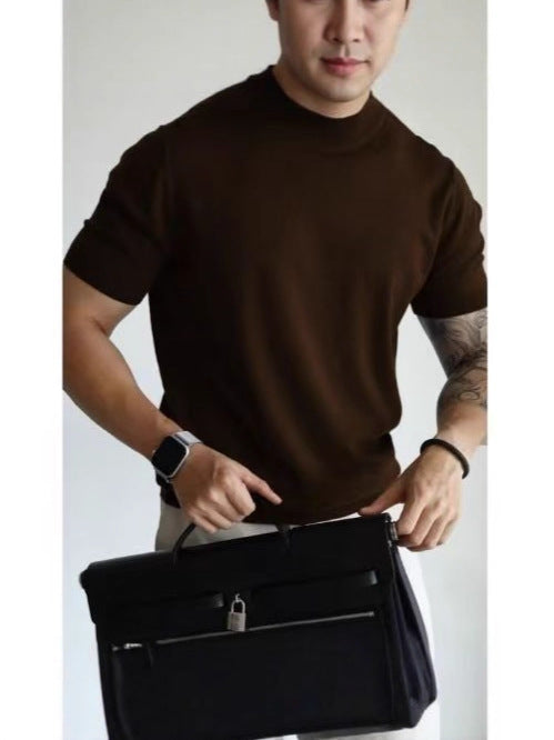 01 knitted slim lapel t-shirt