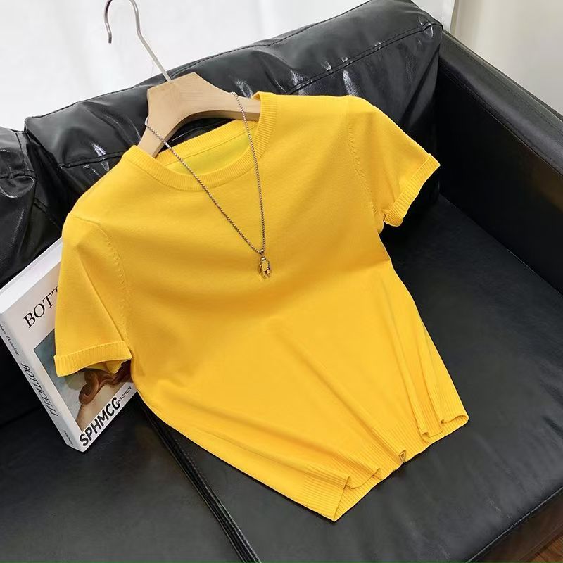 01 Short Sleeve Knitted round Tshirt