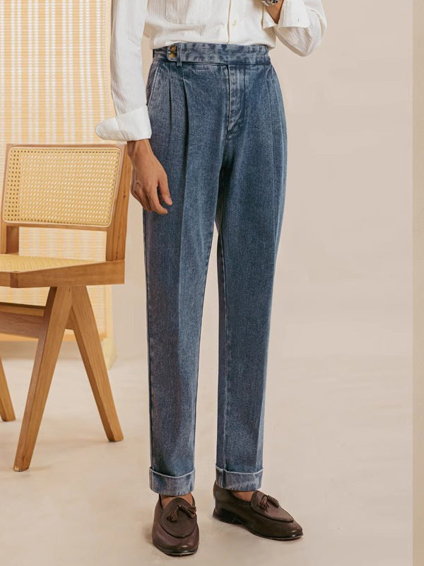 00 gurkha pants for men, double pleated jeans. Old money fashion style