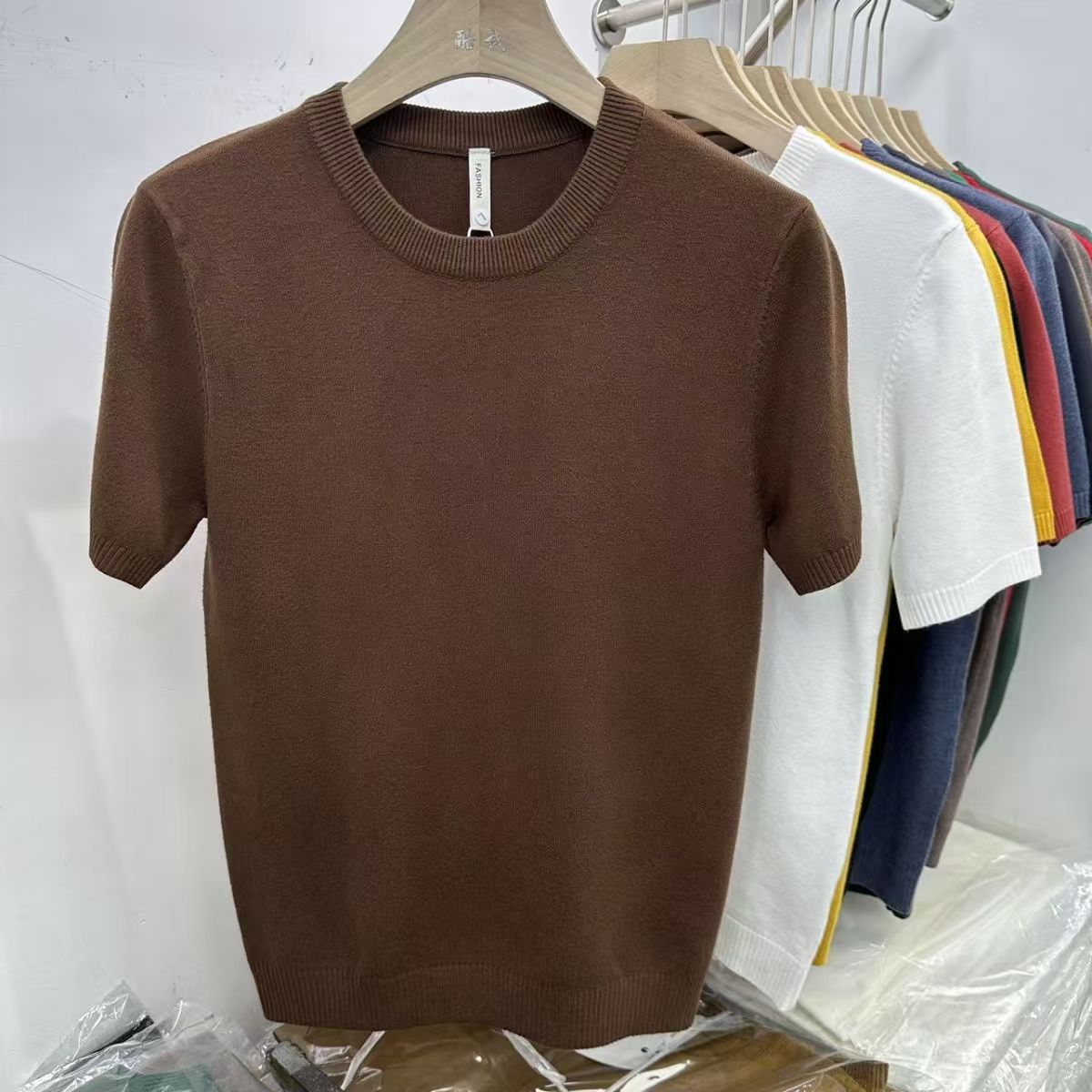 01 knitted slim lapel t-shirt