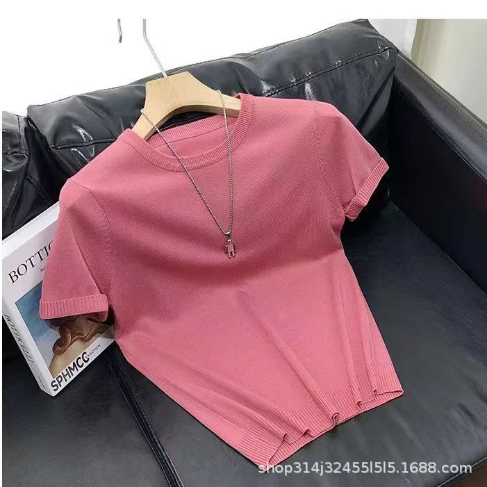 01 Short Sleeve Knitted round Tshirt