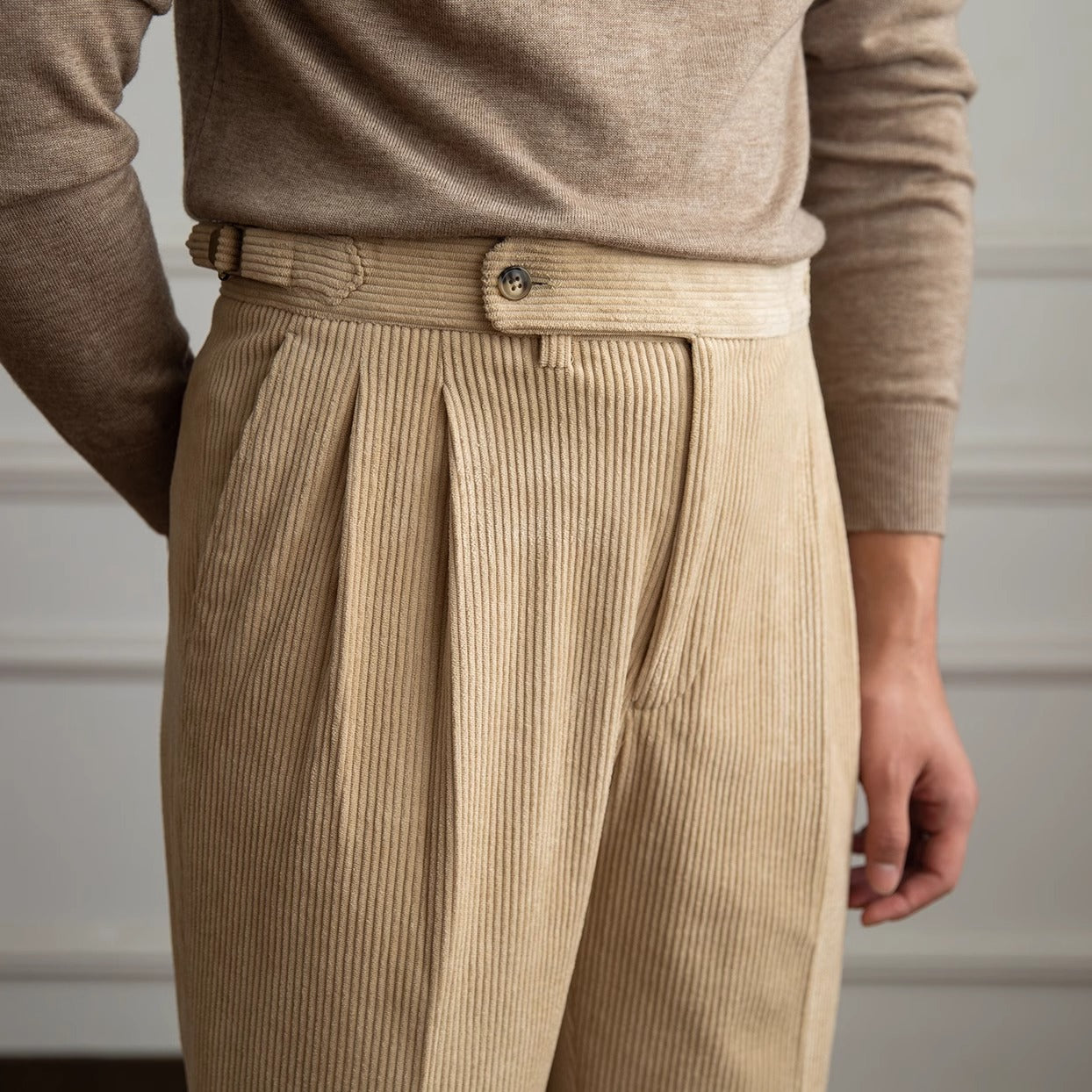 00 Italian vega pants for men in corduroy.  Old money fashion style for men