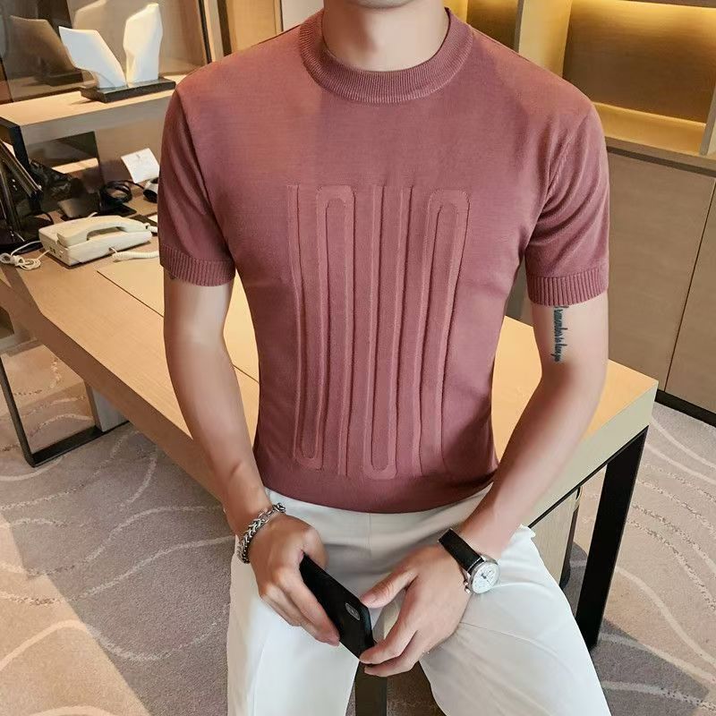 01 knitted T-shirt casual short-sleeved T-shirt