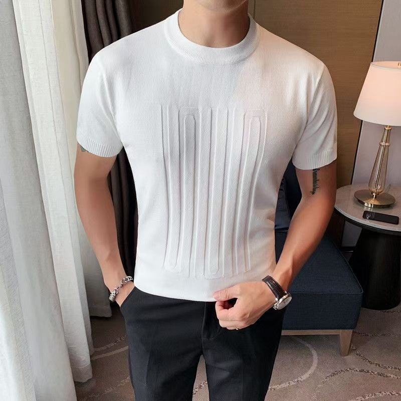 01 knitted T-shirt casual short-sleeved T-shirt