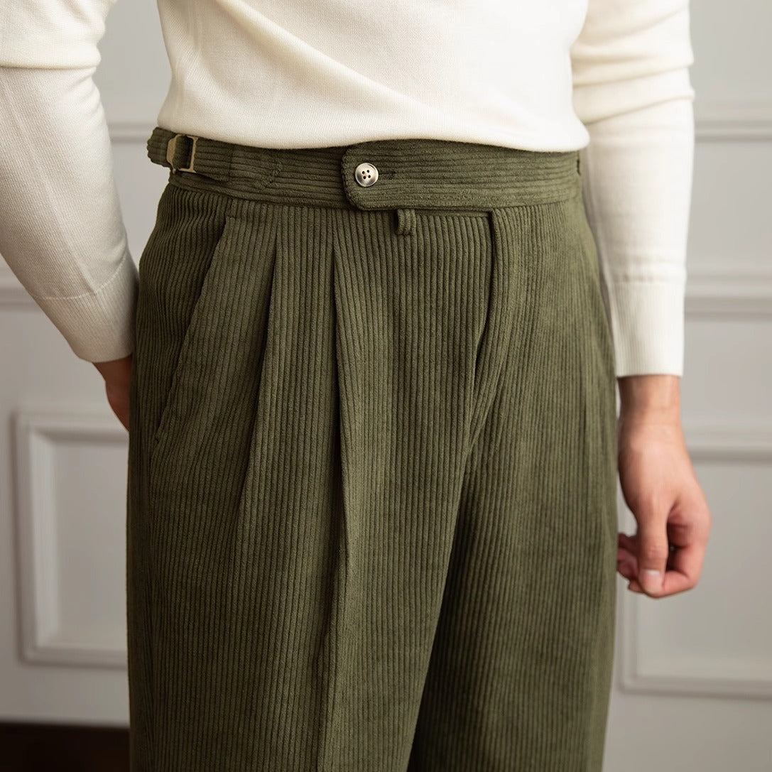 00 Italian vega pants for men in corduroy.  Old money fashion style for men