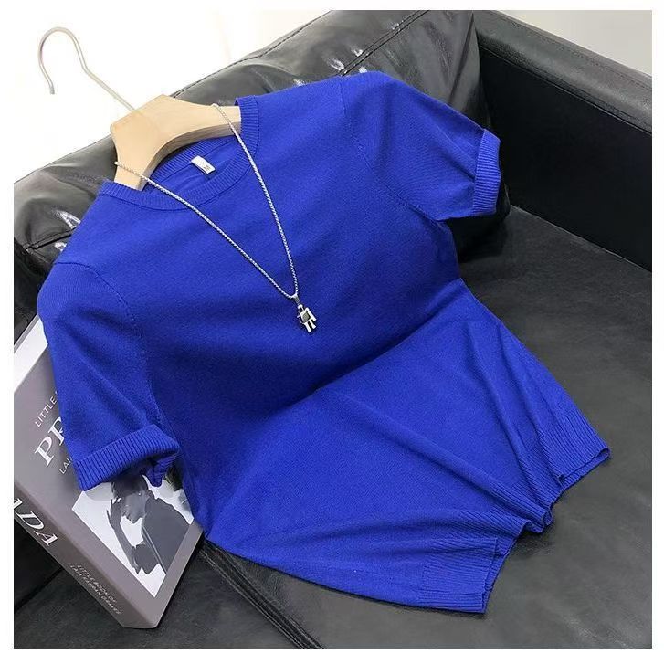 01 Short Sleeve Knitted round Tshirt