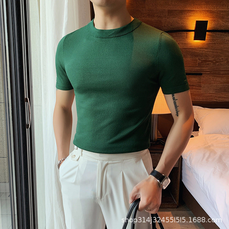 01 knitted slim lapel t-shirt