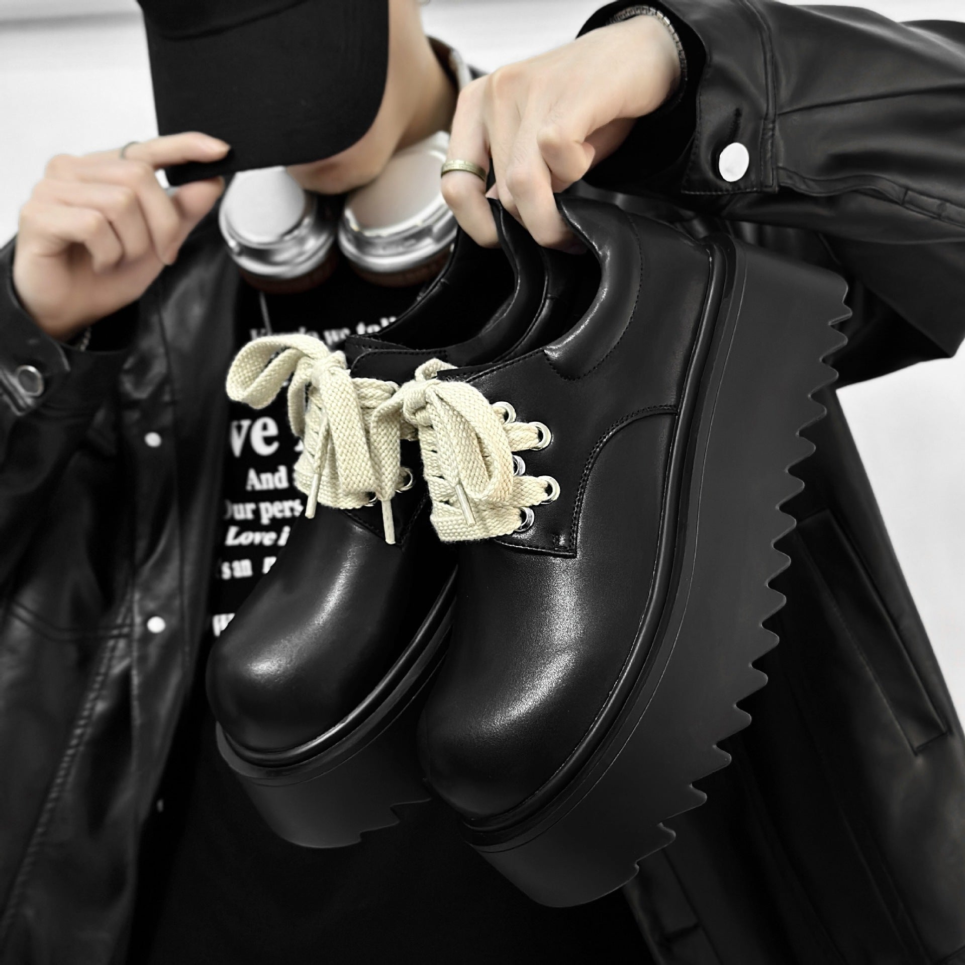 03 High platform men's leather shoes