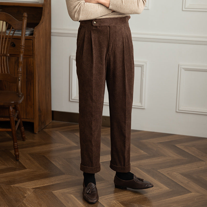 00 Italian vega pants for men in corduroy.  Old money fashion style for men