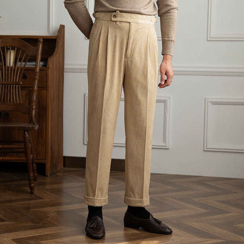 00 Italian vega pants for men in corduroy.  Old money fashion style for men