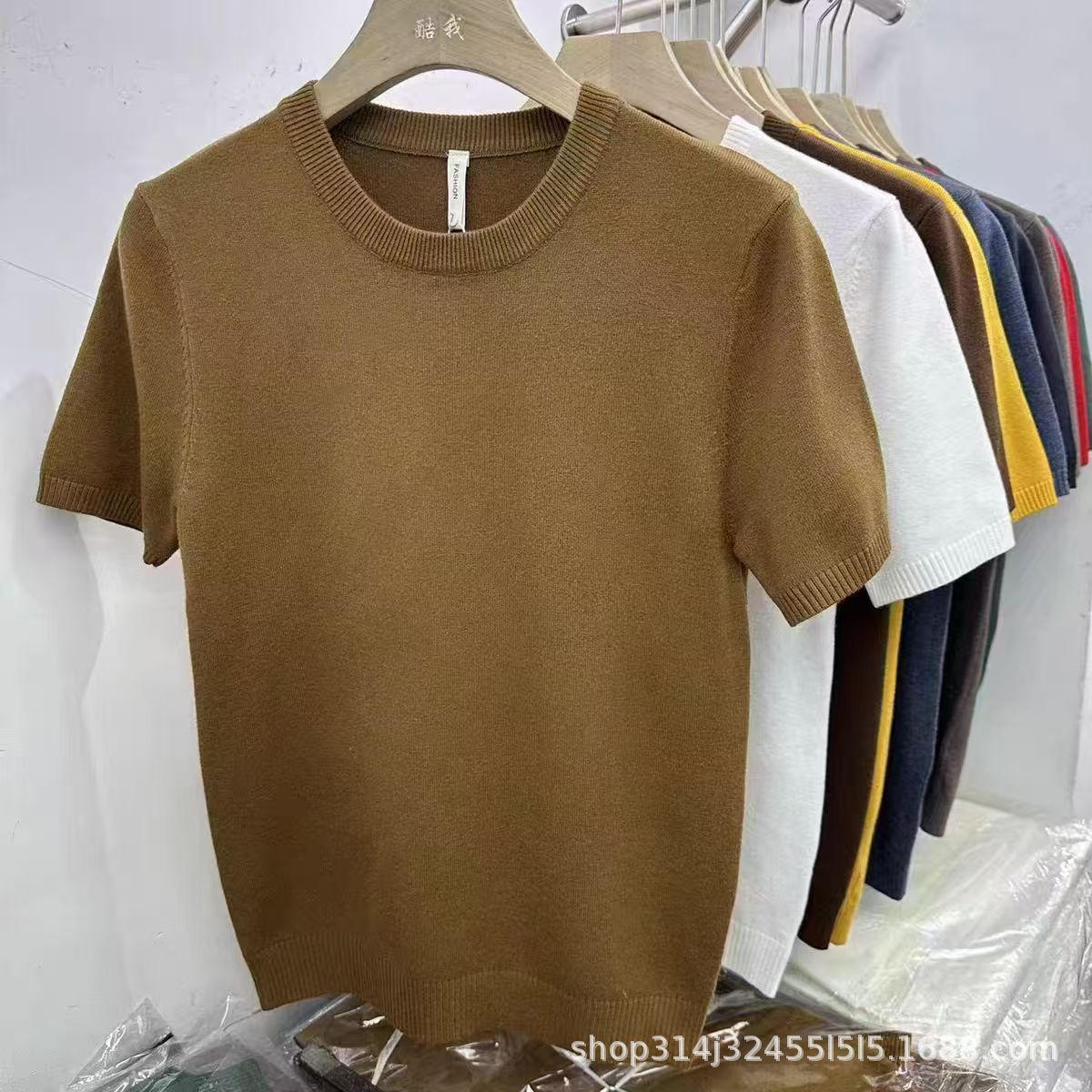 01 Short Sleeve Knitted round Tshirt