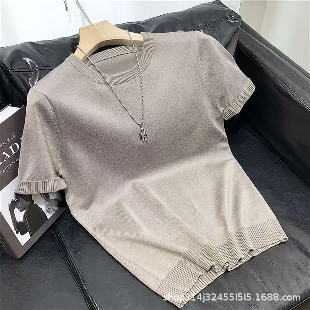 01 knitted slim lapel t-shirt