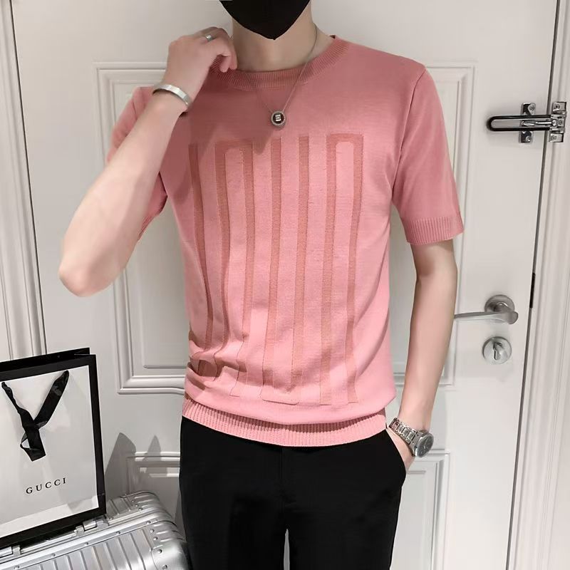 01 knitted T-shirt casual short-sleeved T-shirt