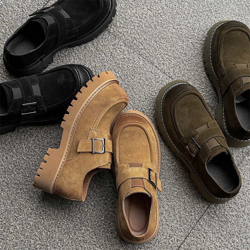 Men’s Old Money suede buckle loafers with a bold Starboy platform sole. Premium, stylish, and durable shoes for confident modern men.