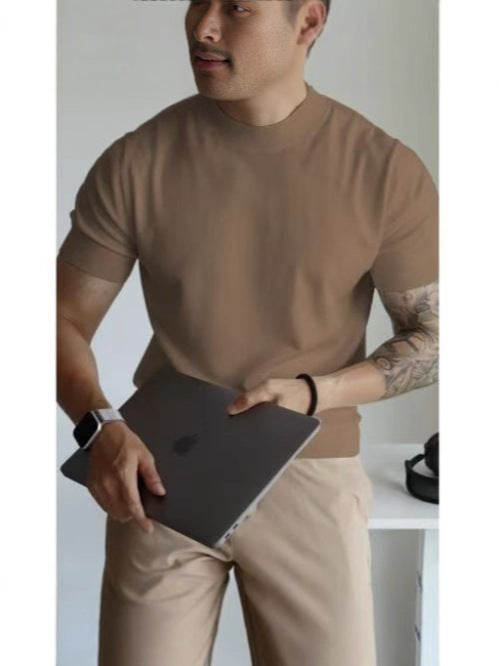 01 knitted slim lapel t-shirt